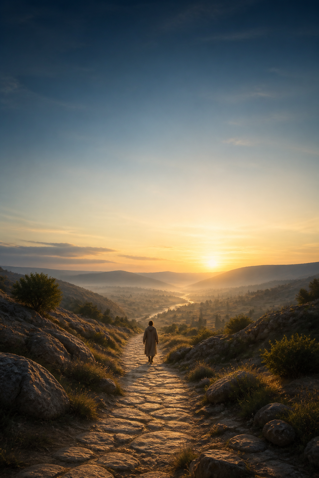 Camino al amanecer que representa la invitación a buscar a Dios hoy